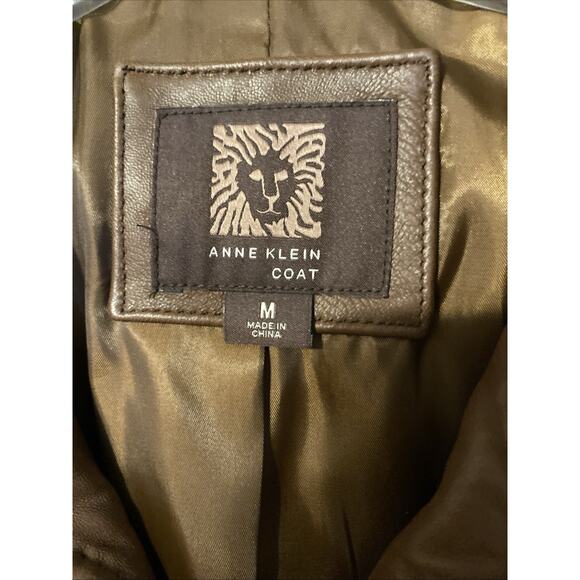 Anne Klein Women's M Butter Soft Leather Jacket Brown Lined Pockets - Picture 3 of 6